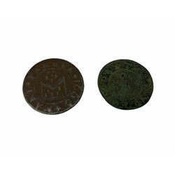 Two Yorkshire 17th Century tokens, Mary Farrar of Hatfield 1666 and John Paige of Thirsk 