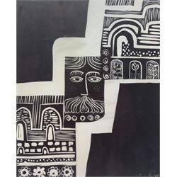 English School (20th century): Abstract and Folklore, linocut indistinctly signed and titled 25cm x 20cm