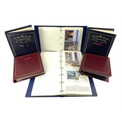 Commemorative first day covers, mint stamps and coin covers, many relating to Queen Elizabeth II and Royal Events, including Her Majesty Queen Elizabeth The Queen Mother 95th Birthday, The Life and Times of Her Majesty Queen Elizabeth The Queen Mother,  various Benham covers etc, housed in seven ring binder folders