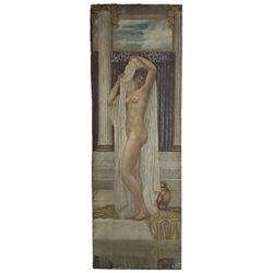 After Lord Frederic Leighton (British 1830-1896): 'The Bath of Psyche', 19th century oil on canvas unsigned 142cm x 48cm (unframed)