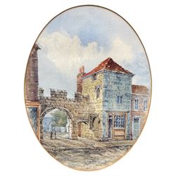 William James Boddy (British 1831-1911): St Margaret's Arch Bootham - York, oval watercolour unsigned 22cm x 17cm