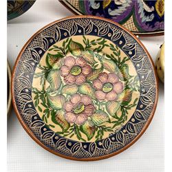 Portuguese pottery plate decorated with flowers D30cm, two other Portuguese plates and other pottery items (12)