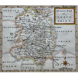 Thomas Osborne (British ?-1767): 'A Correct Map of the East Riding of Yorkshire' 'Rutlandshire' 'Shropshire' 'Staffordshire' 'Warwickshire' and 'Worcestershire' (2), seven 18th century engraved maps with hand-colouring pub. 'Geographia Magnae Britanniae' c1745/1748, 15cm x 17cm (7) (unframed) 
