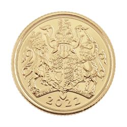 Queen Elizabeth II 2022 gold half sovereign coin