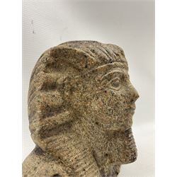 19th century Grand Tour Egyptian carved granite bust of a Pharoah, H16.5cm 