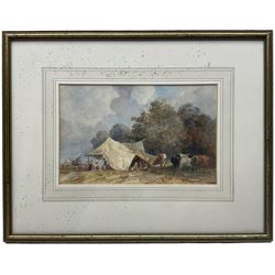 William Burgess of Dover (British 1805-1862): 'Horses Tethered at the Edge of a Country Fairground', watercolour signed 17cm x 27cm
Provenance: with Heather Newman Gallery/Newman Fine Art