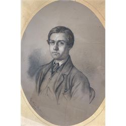 English School (19th century): B L Norton, Victorian pastel oval portrait unsigned, titled and dated 1859, 45cm x 36cm 