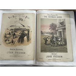 An album of mainly Victorian sheet music covers to include The Express Galop by Charles D'Albert, Mugby Junction by Charles Coote Junior, Toby Polka by CH: Stephano, Marriot's New Derby Galop, The Hunt Club Galop Charles Coote Junior, The Three Little Pigs by Alfred Scott Gatty and many others, (approx 50 including some later prints) Provenance: From the Estate of a Local private collector 