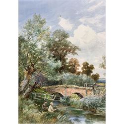 David Bates (British 1840-1921): 'The Farm Near Cheltenham' and 'Brook at Storridge', pair watercolours signed and dated 1909, 35cm x 25cm (2)