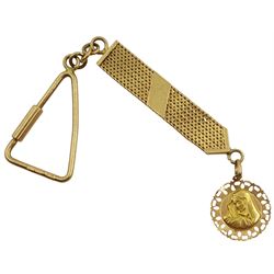 18ct gold Virgin Mary keyring, stamped 750, approx 15.1gm