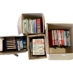 Collection of books on military aircraft etc in four boxes