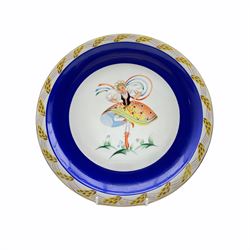 A mid century Polish porcelain plate by Chodsiet, hand-painted with a Polish dancer by Katarzyna Budziniska, 1946 signed and dated verso D30.5cm