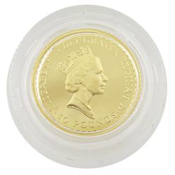 Queen Elizabeth II 1991 gold proof 1/10 ounce Britannia coin, cased with certificate
