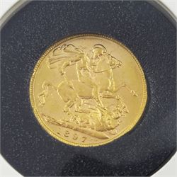 Queen Victoria 1897 gold full sovereign coin, Melbourne mint
