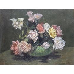 James William Booth (Staithes Group 1867-1953): Still Life of Roses, pastel signed 37cm x 47cm