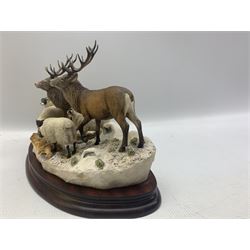 Border Fine Arts Limited group 'Winter Guests', by Hans Kendrick, No 50/500 on wooden base, boxed and with certificate L30cm