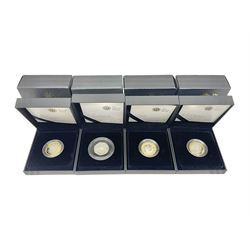 Four The Royal Mint United Kingdom silver proof coins, comprising 2009 'Robert Burns' piedfort two pounds, 2009 'Robert Burns' two pounds, 2010 'Girlguiding UK' piedfort fifty pence and 2011 'Mary Rose' piedfort two pounds, all cased with certificates