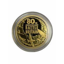 The Perth Mint Australia Queen Elizabeth II twenty-five dollars gold coin, '80th Anniversary of The Battle of Britain 2020 1/4oz gold proof coin', cased with certificate