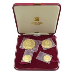 Queen Elizabeth II Isle of Man 1973 gold four coin set, cased