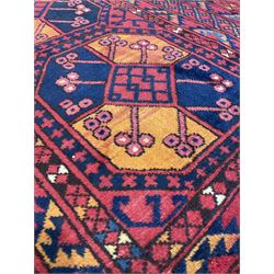 Afghan rug from the Ersari region, the quartered field with guls enclosed by multiple borders, 278cm by 186cm