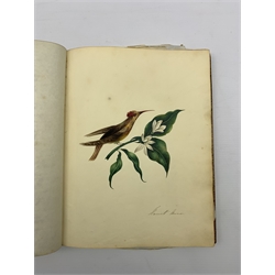 Miss H A Wraith - A manuscript book of her work including pencil and watercolour drawings, handwriting etc. circa 1826 in gilt tooled leather boards