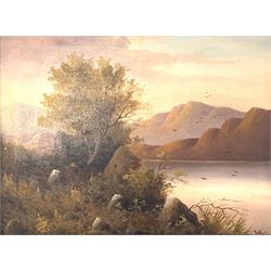 C Walters (British 20th century): Mountainous Lake Landscape, oil on board signed 37cm x 50cm