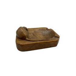 'Mouseman' oak ashtray, with carved mouse signature, by Robert Thompson of Kilburn, L10cm