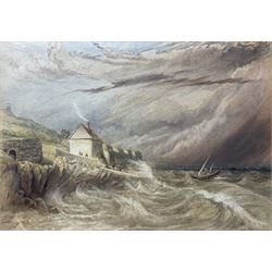 Circle of Henry Barlow Carter (British 1804-1868): Shipping in Choppy Seas, watercolour unsigned 20cm x 28cm