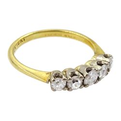 18ct gold five stone old cut diamond ring, total diamond weight approx 0.55 carat