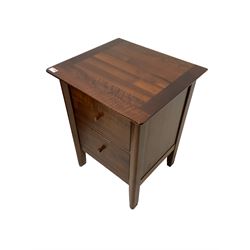 Willis & Gambier - walnut bedside chest, fitted with two drawers, on tapering feet