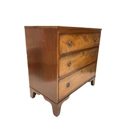George III mahogany chest, the rectangular top over three cock beaded and graduated drawers 
