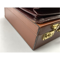 Papworth of Cambridge leather briefcase and document case, together with a Pendragon cow hide attaché case with brass fittings and lock 