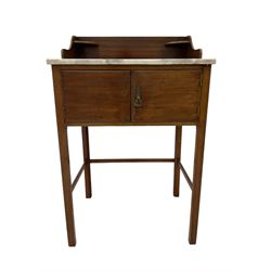 Early 20th century mahogany marble top washstand, fitted with two cupboards