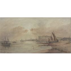 George D Callow (British act.1858-1873): 'Sunderland from Whitburn', watercolour signed and titled 25cm x 47cm