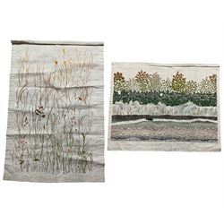 Two mid 20th century linen wall hangings depicting wildlife scenes (2)