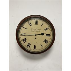 G & J Owen of Fairford - late 19th century single train fusee 8-day wall clock with a 12