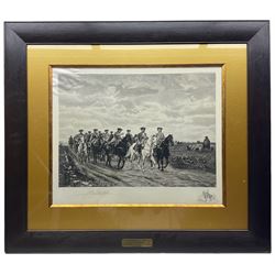 After Jean-Louis-Ernest Meissonier (French 1815-1891): 'Marshal de Saxe', engraving signed in pencil, titled on mount 46cm x 57cm; Alfred William Strutt (British 1856-1924): 'Any Port in a Storm', print signed in pencil, titled on mount and blind stamped  51cm x 71cm (2)
