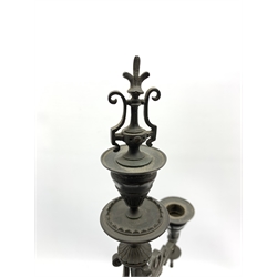Pair of 19th Century French bronze  four light candelabra with scroll arms and paw feet H58cm