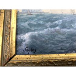 Shipling (British Contemporary): Brig and Schooner, pair oils on panel signed 20cm x 40cm (2)