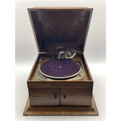  Dulcetto oak cased Gramophone and vintage suitcase   