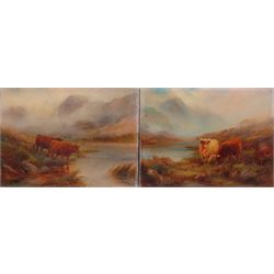 Harry Davis (British 1885-1970): Highland Cattle, pair oils on canvas signed 30cm x 40cm (2) 
Notes: Davis was an artist for Royal Worcester