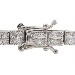 Silver princess cut cubic zirconia tennis bracelet, stamped 925 