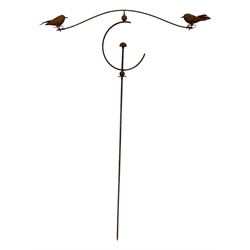 Wrought metal counter balancing bird garden ornament