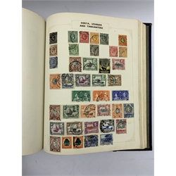 Great British and world stamps and coins including USA five dollar note and small number of USA coins, stamps in albums and loose including commonwealth including King George VI mint stamp part sets, world stamps including India overprints, Australia, Canada etc 