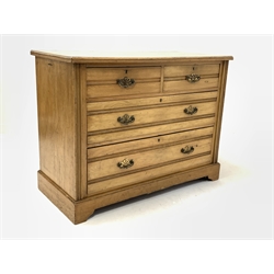 Edwardian satin walnut chest, fitted with two short and two long graduated drawers, formally a dressing chest