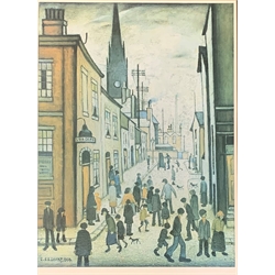 After Laurence Stephen Lowry RBA RA (British 1887-1976): coloured print 'The Organ Grinder' with print sellers blind stamp, labelled verso 'Limited Edition of 850' 55cm x 39cm