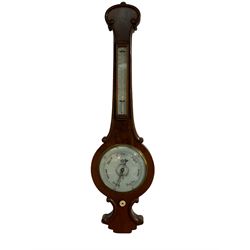 Victorian mahogany mercury barometer, circa 1870 with circular dial (cracked)