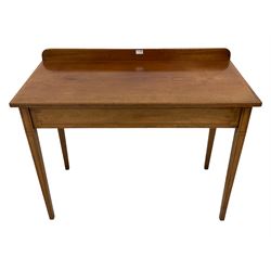 Edwardian inlaid mahogany side table with satinwood banding, rectangular top over square tapering supports