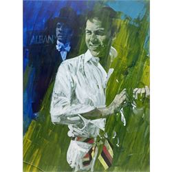 Neville Swaine (Yorkshire Contemporary): Frank Sinatra - Albany New York, oil on card signed 55cm x 41cm