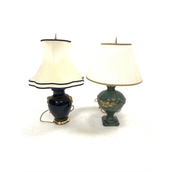 Cloisonne style table lamp with shade together H75cm with another table lamp (2)